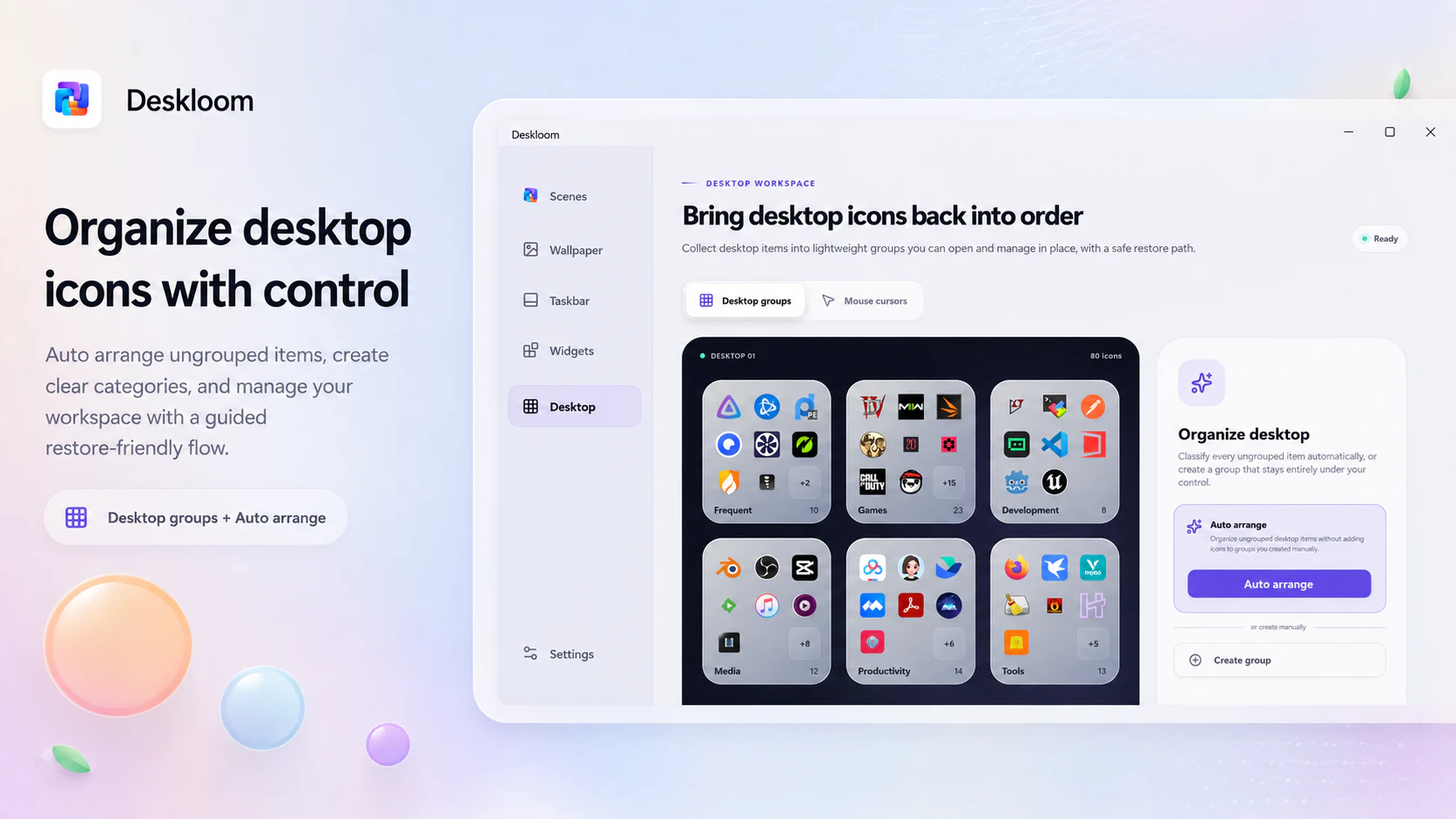 Guided desktop organization
